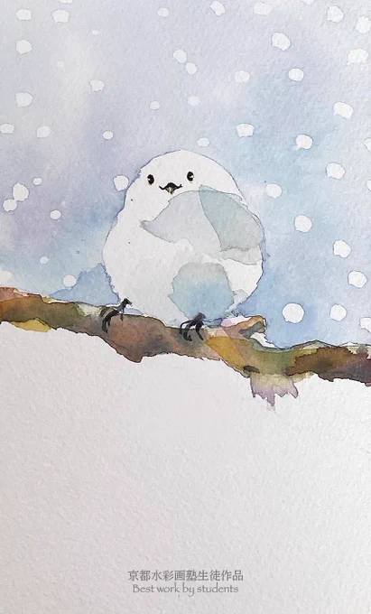 今日の授業から。ネガティブシェイプとニジミとカサネ。上手い!#Watercolor #スケッチ #水彩画 #透明水彩 #京都水彩画塾  #水彩画ワークショップ  #水彩画教室  #京都の絵画教室  #2月25日画塾展覧会 #京都水彩画塾winwin展 #galleryFable京都府山科区 