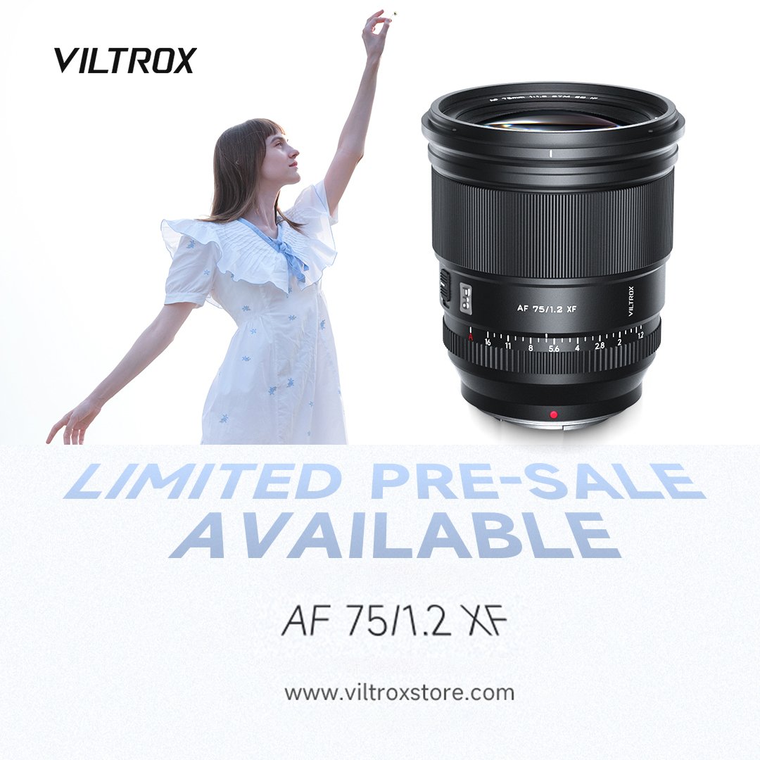 Viltrox 75mm F1.2 XF is available with limited offer !!🔥
Be the early bird now viltroxstore.com/products/75mm-…

#viltroxpresale #presale #viltroxlenspreorder #viltrox75mmf12 #viltrox75mmxf #viltroxnewlens #viltroxfuji #fujilovers #fuji75mm #fujiphotography #fujiviltrox