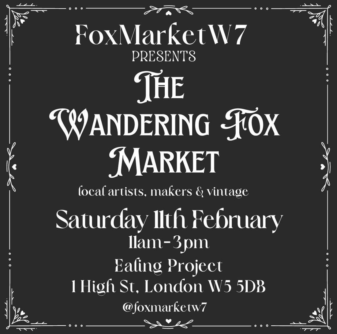 #NorwoodGreen & #Southall residents - The Wandering Fox 🦊 Market comes to #EalingBroadway today (Saturday) where you’ll find a number of local independent artists, makers & vintage traders in the basement area of @ealing_project 
Why not pop along 
& #shoplocal this weekend
