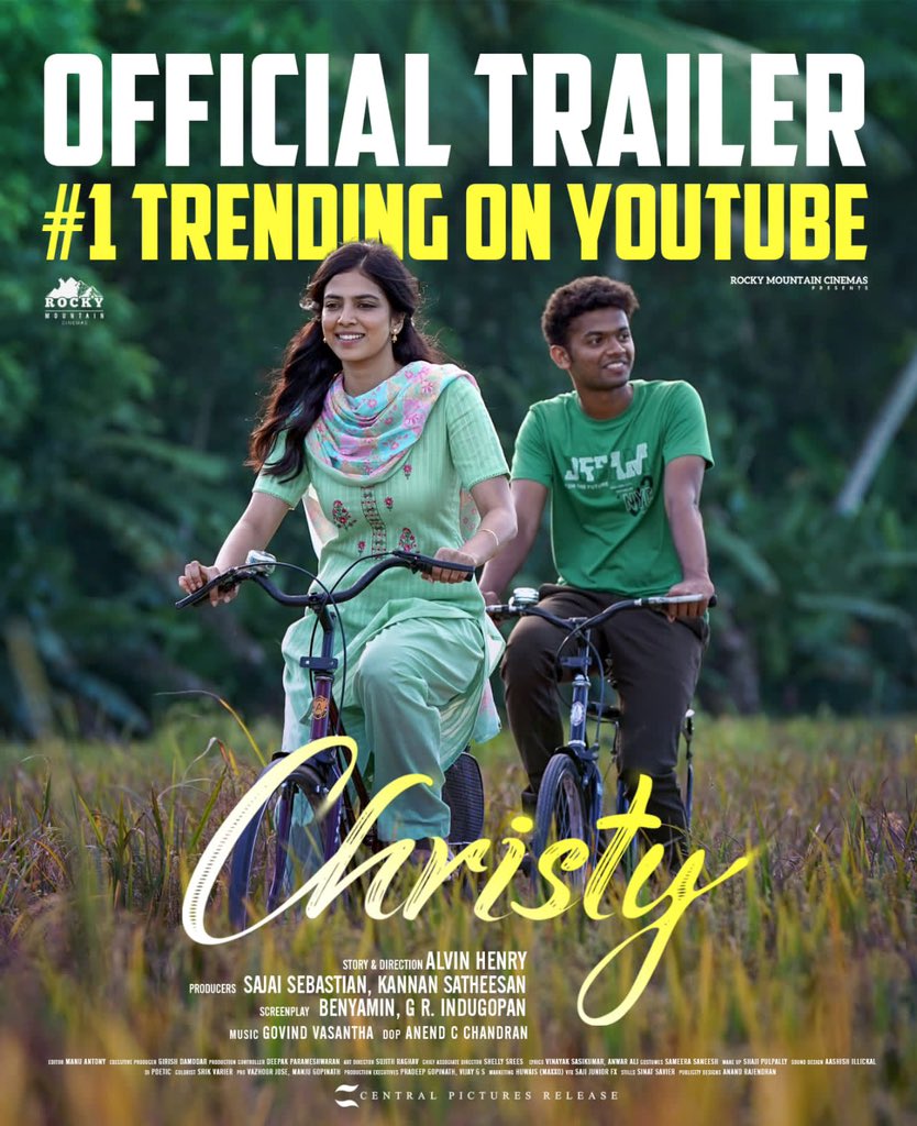 sekartweets's tweet photo. It's #1 trending on YouTube
yes Mathew Thomas and @MalavikaM_ starrer #Christy movie trailer is now 1.5 Million views.
https://t.co/vgqoxPoEn8
christy #christymovie #Feb17Release #mathewthomas #malavikamohanan #rockymountaincinemas #sajaisebastian #kannansatheesan #benyamin https://t.co/m93Wqal2ke