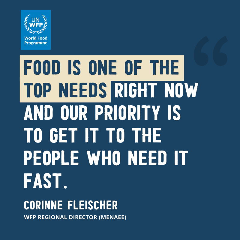 WFP's tweet photo. UPDATE: WFP has delivered urgently needed food assistance to 115,000 people in #Syria and #Türkiye in the first four days since deadly earthquakes struck the region.

WFP is scaling up to reach nearly 900,000 people.