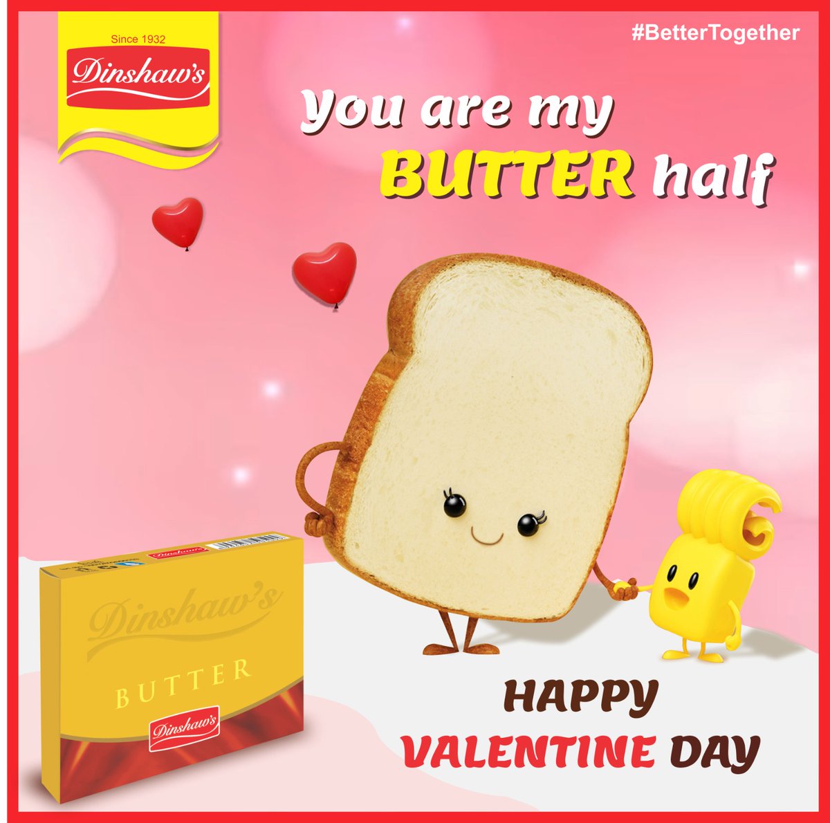 DinshawOfficial's tweet photo. HAPPY VALENTINE DAY
#Dinshaws4UOfficial #valentineday #valentines2023 #bettertogether #love #bread #freshbread #butter #yum #dairy #trusted #dinshaws #breakfast #JODI #softbread #aattabread #yumbutter https://t.co/ySpXmyMcRP