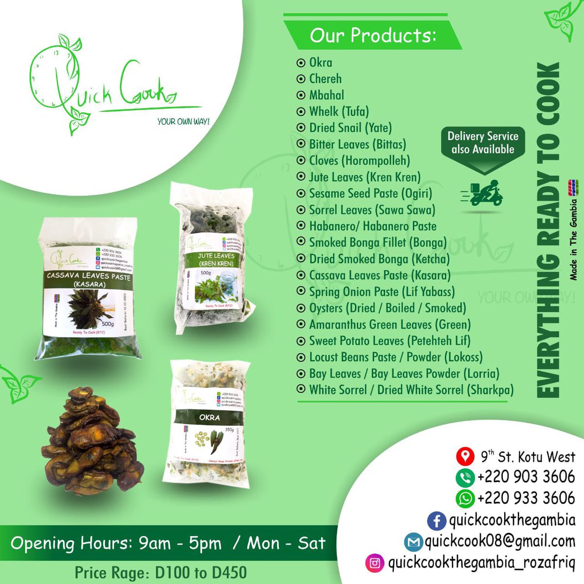 quickcookltd's tweet photo. It’s Saturday 💚💚

A busy day for most families 😇 guess what can make your schedule freer? 

Order from quick cooks, our Ready to cook items and save yourself the hassle😍💚
From oysters, to cassava leaves… locust beans paste to sweet potato leaves 😍💚 https://t.co/JjSRoL5aPH