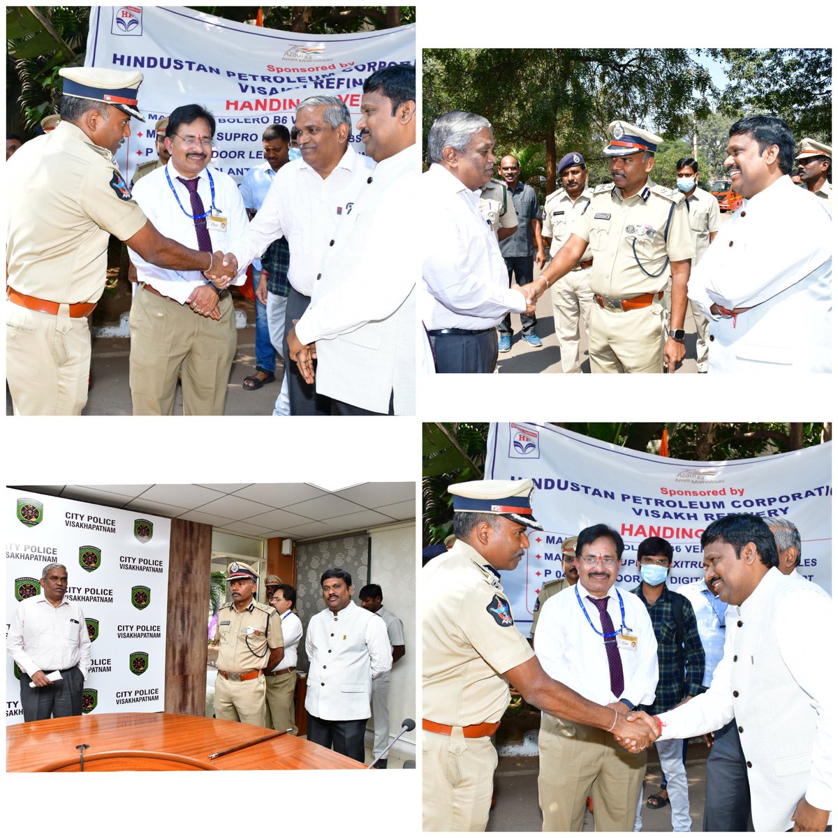 HPCL_VR's tweet photo. #HPCL_VR as a responsible corporate entity, handed over @MahindraBolero, LED Digital Video equipment etc., worth 84 lakhs to @VizagCityPolice to strengthen the City Surveillance further. This initiative will aid in providing efficient &amp; quick services. Thanks to @VizagCityPolice. https://t.co/nQR4axJVn1