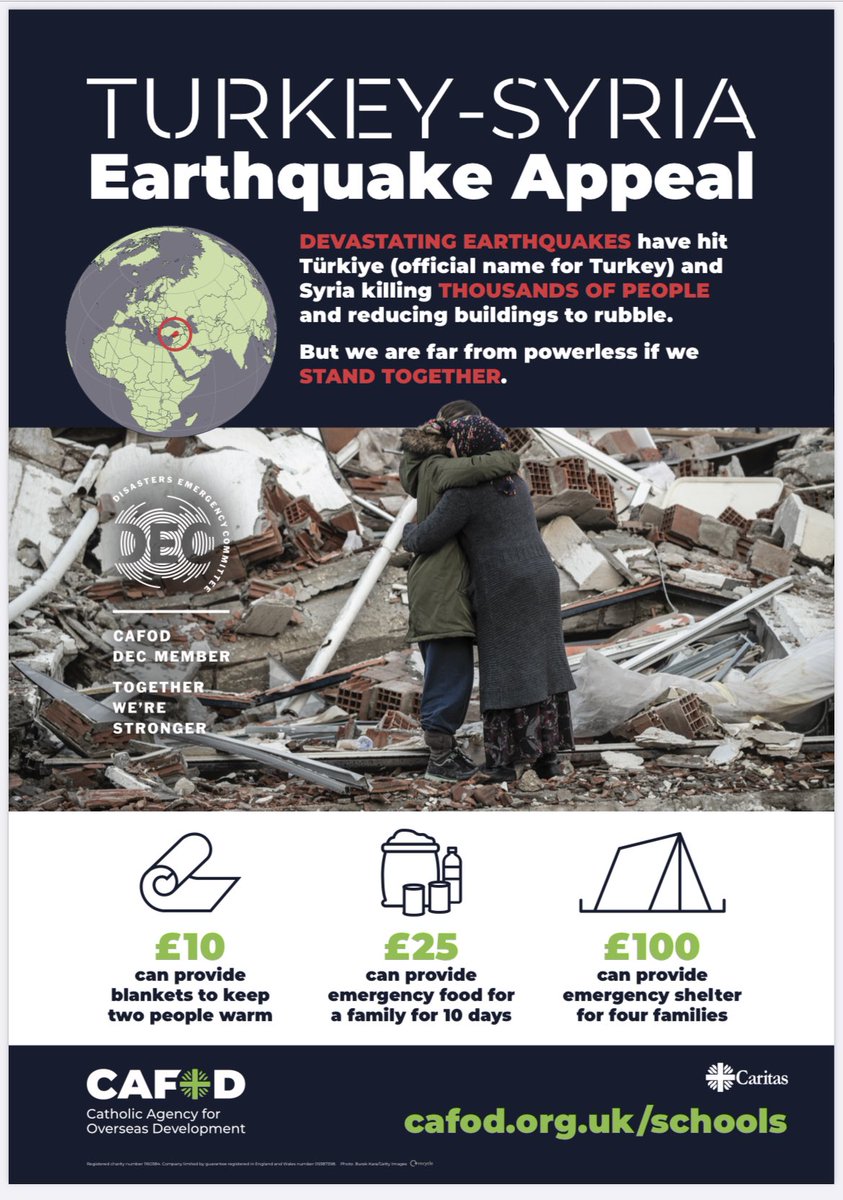StAmbroseColl's tweet photo. #TurkeySyriaAppeal #compassionforthoseinneed @CAFOD @CAFODSchools @decappeal 

https://t.co/bPqqPTyae6 https://t.co/sqgKyBYALb