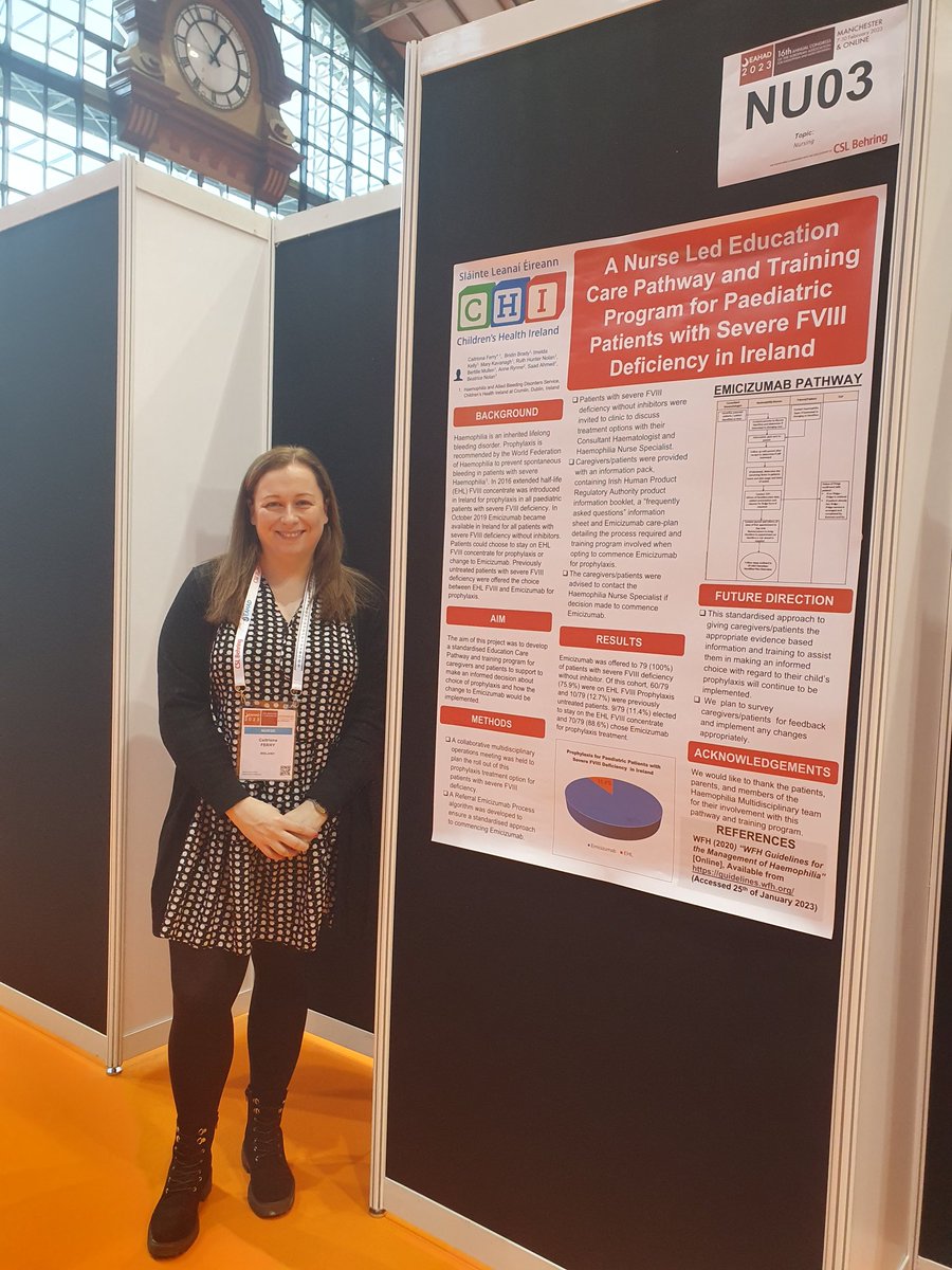 Honoured to be chosen for oral presentation showcasing our poster on Emicizumab Care Pathway and training program at the #AHP Day sessions representing the peadiatric coagulation team @CHIatCrumlin @CHI_Ireland #EAHAD2023