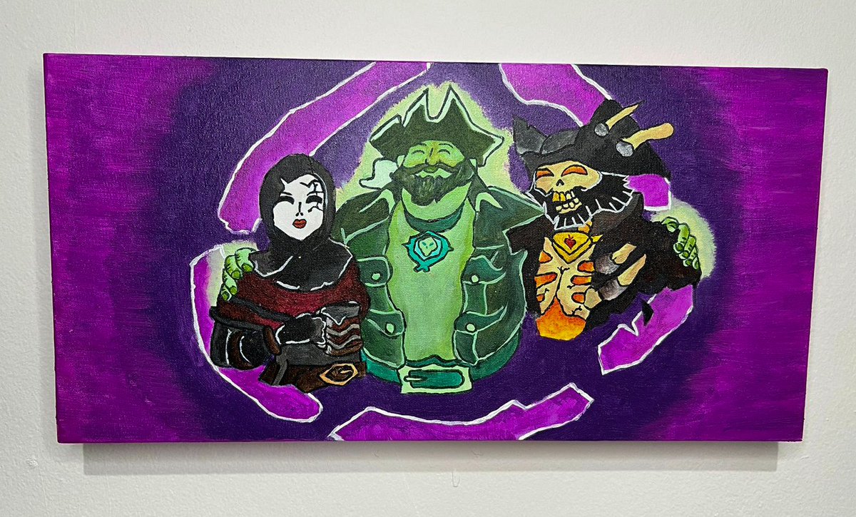 theromulove's tweet photo. On this very special day, it is time to ignore old rivalries and celebrate #SeaOfThievesCommunityDay. Inspired by the famous flag, the three archenemies also celebrate in a handmade painting. I hope you enjoy it.
@SeaOfThieves
 
#BeMorePirate #SeaOfThieves https://t.co/ql6un93Kwp