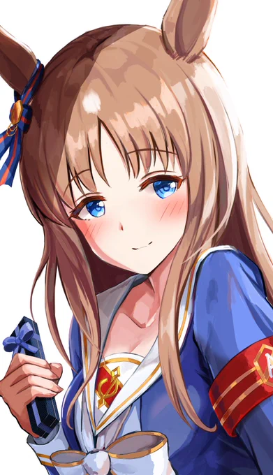 ちょっと早いですが、グラスワンダーにチョコを持ってもらいました#ウマ娘 