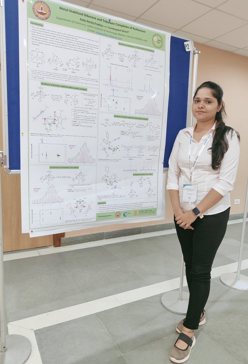 It was a pleasure to present my work from @GhoshLaB_IITM as a poster titled 'Metal Stabilized Diborane and Triborane Complexes of Ruthenium' at #ICMGSC2023.
Thank you @MainTvm for the opportunity and all the arrangements.
It was a great learning experience.