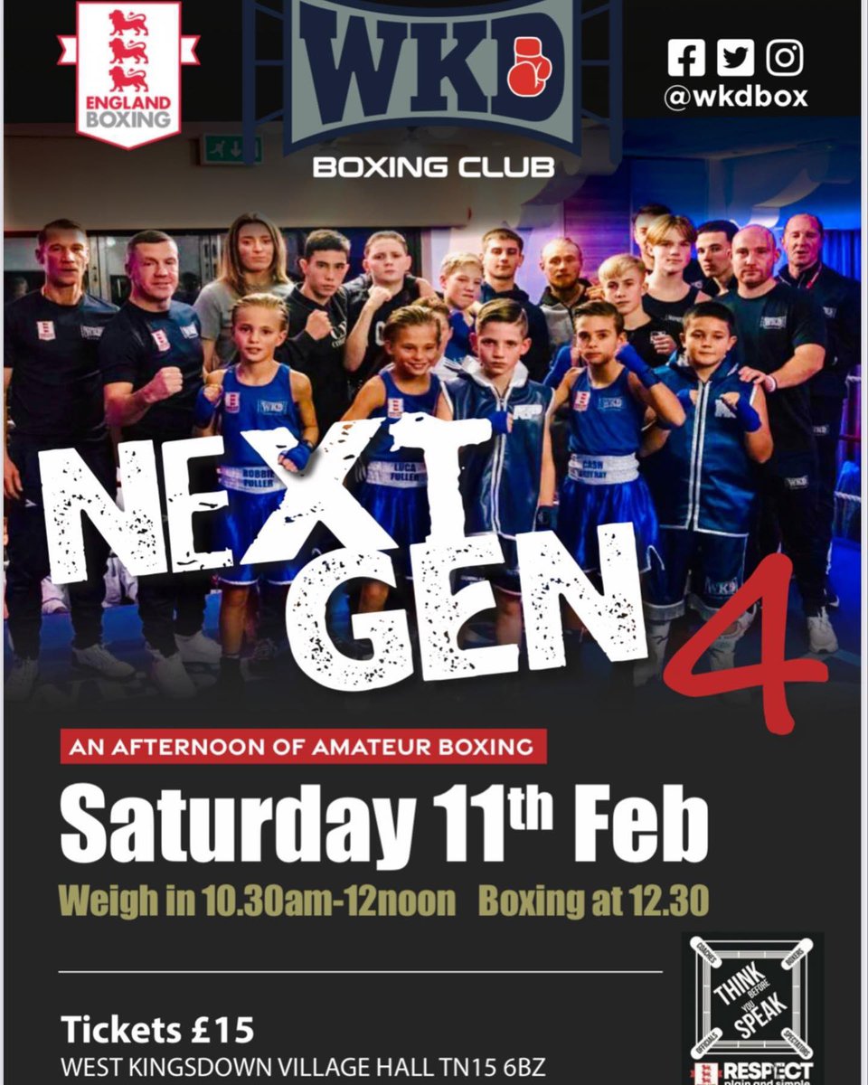 WKDbox's tweet photo. It’s here #nextgen4!Fight day with our 1st show of the year,all roads lead to West Kingsdown, we have a stacked card of 26 bouts incl a record 13 WKD boxers who are all fit and ready to rumble!
Come and support the best up and coming amateur boxers from Kent and the SE 🥊 https://t.co/5Iyd1oBcEp