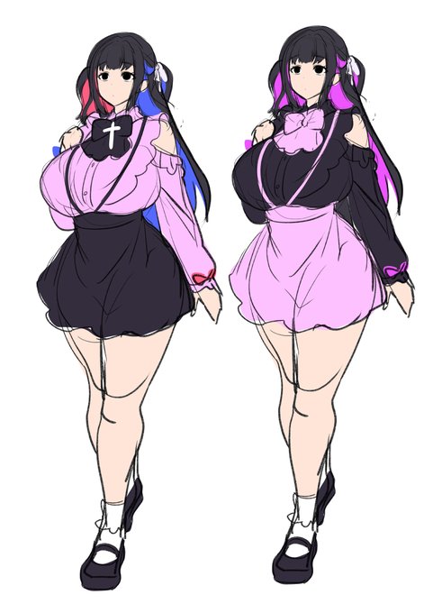 地雷系女子もいいなと思って落書き
右の方が無難でまとまってるけど左の方が適度に独自性あってよくない? 