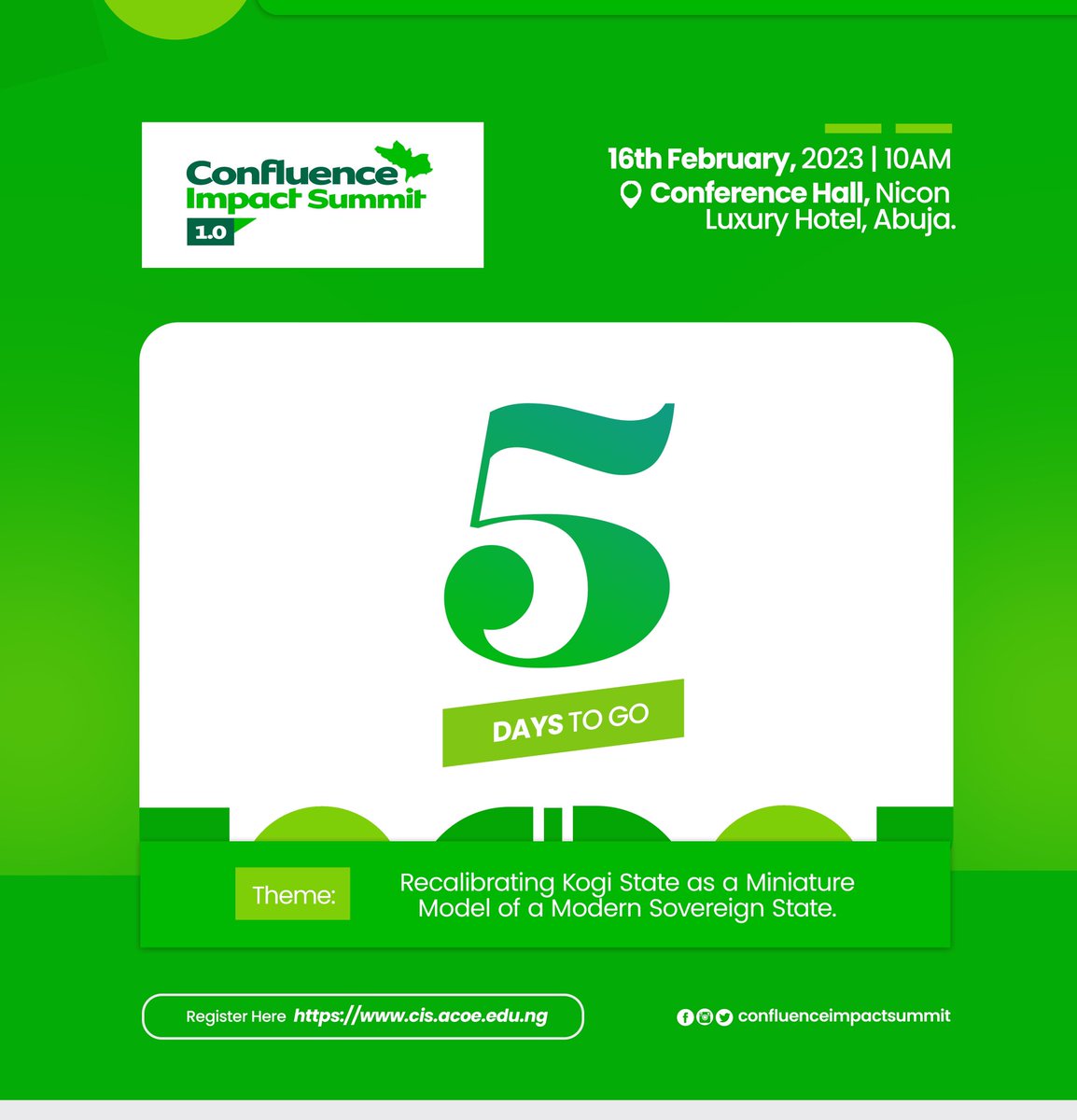confluence_sumt's tweet photo. Are you aware we are just 5 days away to the Confluence Impact Submit
You wouldn’t want to be told how it went, register now to attend for FREE if you have not done that
Visit 👉 https://t.co/QAVzMLjekc
#ConfluenceImpactSummit
#ConfluenceMatters
#KogiRising
#CIS2023 https://t.co/okwbyzdMAg