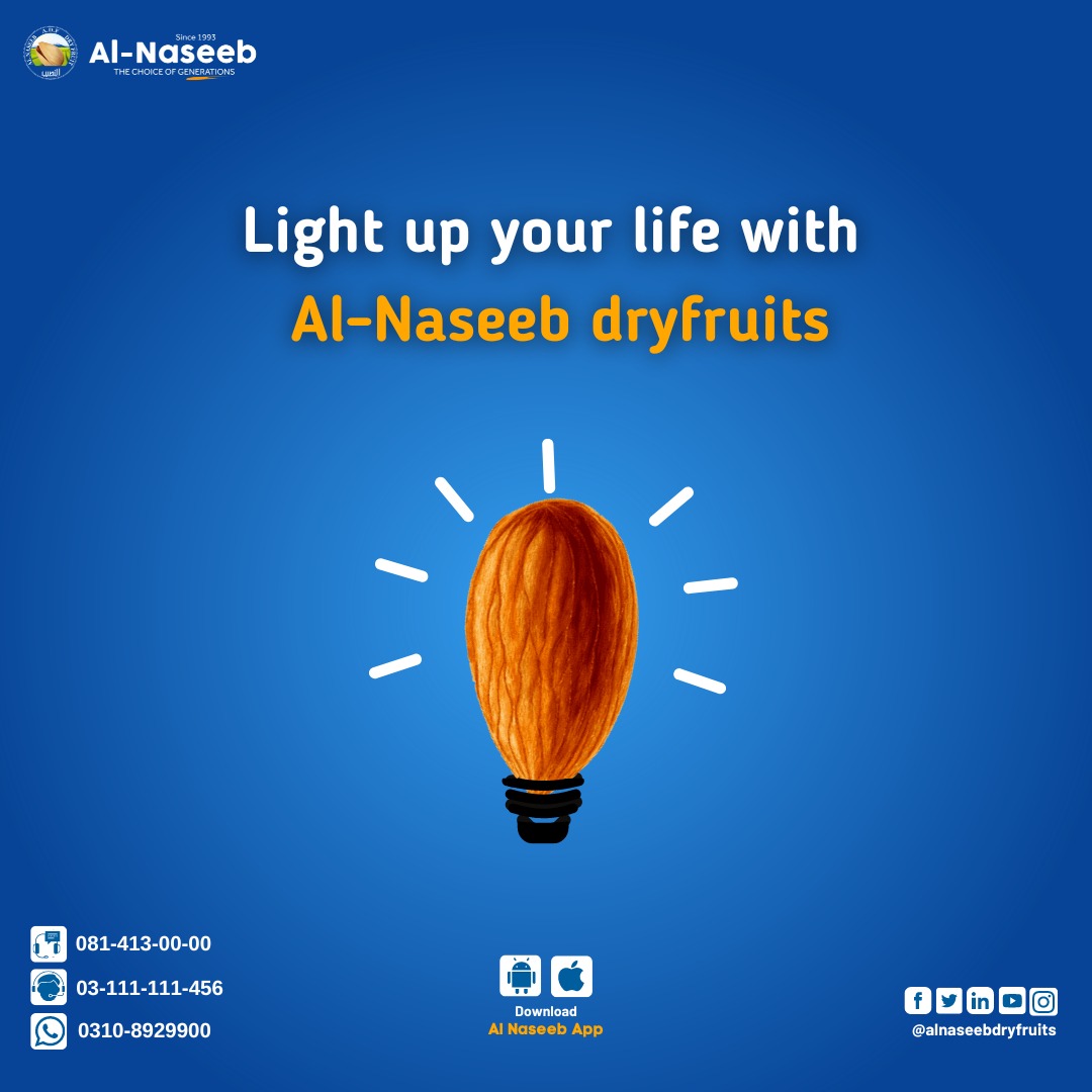 AlnaseebDF's tweet photo. Light up 🕯️ your life with AlNaseeb Dryfruits ❤️😍
Al Naseeb Dry Fruits have a wide range of imported quality Dry Fruits that you will love to eat 😋
Happy online خریداری ~!!
🛒: https://t.co/J1Rt6uU1bC
🛍️: https://t.co/RhJOIW6xIT
#AlNaseeb #Almond #health #quetta https://t.co/HkksGTmJXx