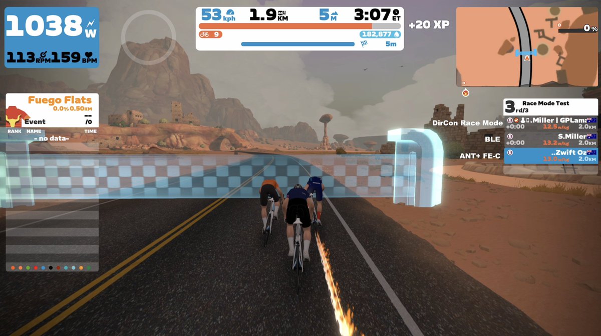 gplama's tweet photo. Extensive testing of the Wahoo KICKR Race Mode today with three equal riders/bikes across different disciplines and courses in events on Zwift.

The Race Mode rider won 6/7 events. Only getting rolled in a short sprint due to positioning/drafting (it came 2nd). https://t.co/5ciP72M8Ix