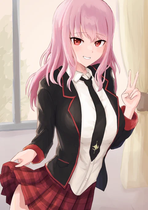 四谷ゆみ×芦原高等学校制服そうだ、俺とゆみさんは同級生(強めの幻覚)#アリスギア#アリスギアお絵かき 