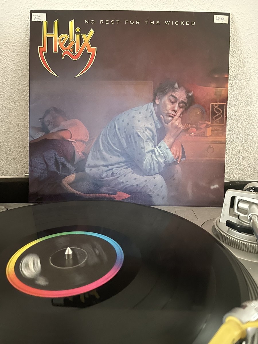greetzMike's tweet photo. De muzikale dagstart van vandaag is Helix- No rest for the wicked (1983). 

Capitol Records 1A 4001851 printed in Holland. 

#helixband #metal #hardrock #vinyl #vinylrecords #vinylcollection https://t.co/Sz2R5GwOUN