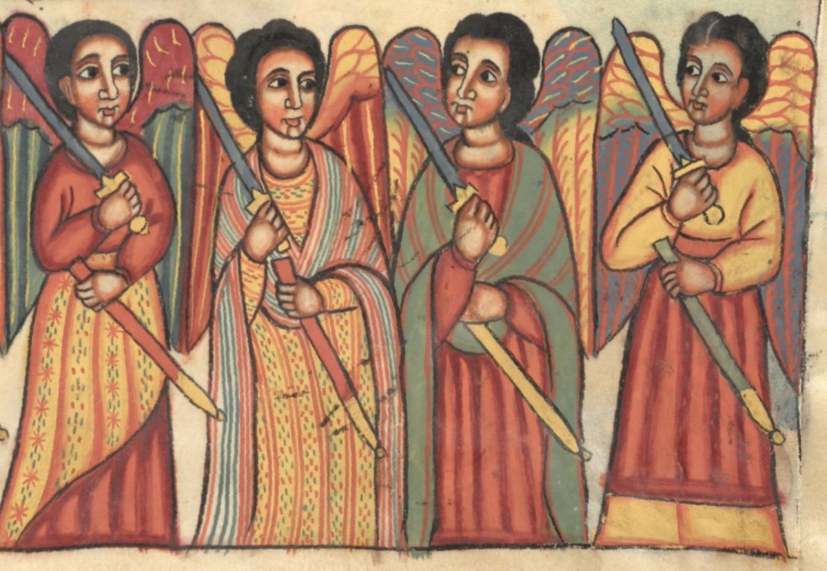 ArtEthiopic's tweet photo. Colorful angels with swords #angels #swords #africanangels #africanart https://t.co/knlDk633Rb