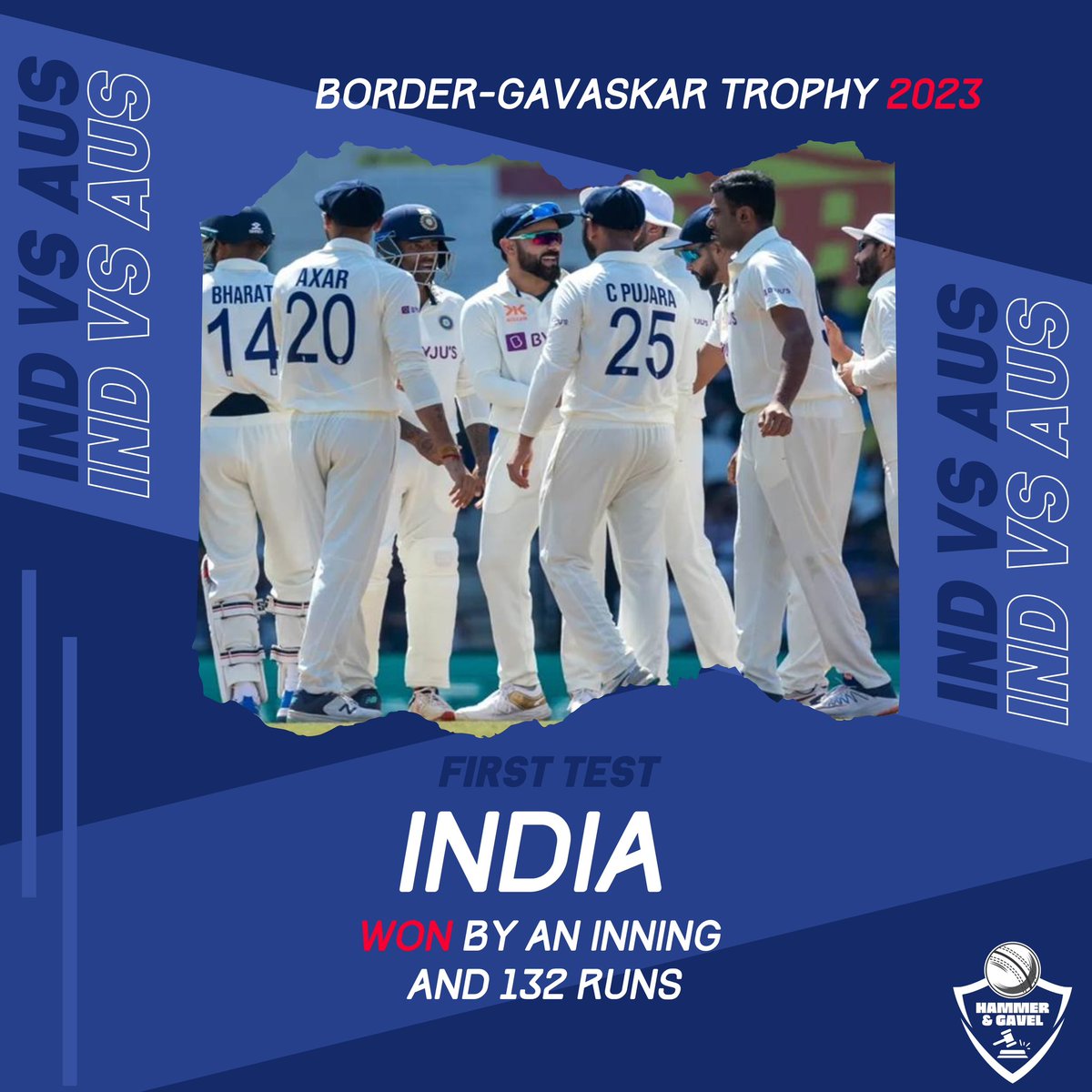 fanverse_games's tweet photo. BGT started as expected Team India beat Australians by an Inning and 132 runs with India Dominating Australia in all fronts, India now has a foot in WTC final with this win. 
[ #INDvAUS #INDvsAUSTest #IndVsAus2023 #BorderGavaskarTrophy #BorderGavaskarTrophy2023 #Cricketer ] https://t.co/4rSkFQzT5H