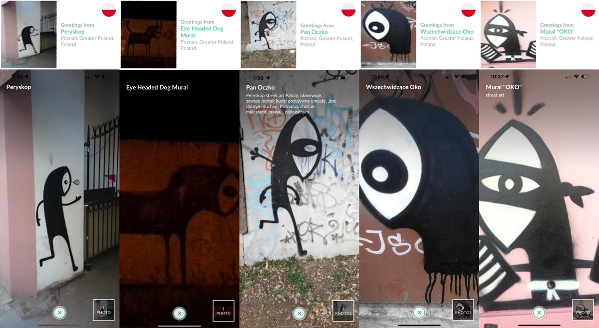PokeAlbum's tweet photo. Set of #StreetArt Pokémon GO postcards from #Poznań, Poland - #PanPeryskop - Watcher - 🇵🇱
👁️ Peryskop
👁️ Eye Headed Dog
👁️ Pan Oczko
👁️ Wszechwidzace Oko
👁️ #Mural OKO
Dziękuję dear #PokemonGoFriend 👀
📖 https://t.co/YBfBEjTn5D
#PokeStops #PokemonGoGifts #ポケモンGOギフト https://t.co/QqbTIBOEXN