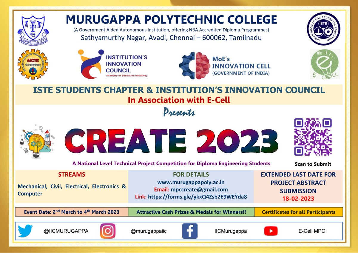 DrKSSekar's tweet photo. The last date to submit Project Abstract is extended till 18.02.2023 https://t.co/AB5rQYULg1