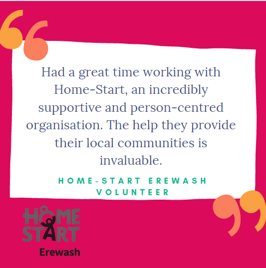 Thank you to one of our lovely volunteers for this quote about their time with us!

Could you volunteer with us? Get in touch!

#homestarterewash #familysupport #volunteer #studentvolunteerweek #donate #volunteering #ilkeston #longeaton #ambervalley
