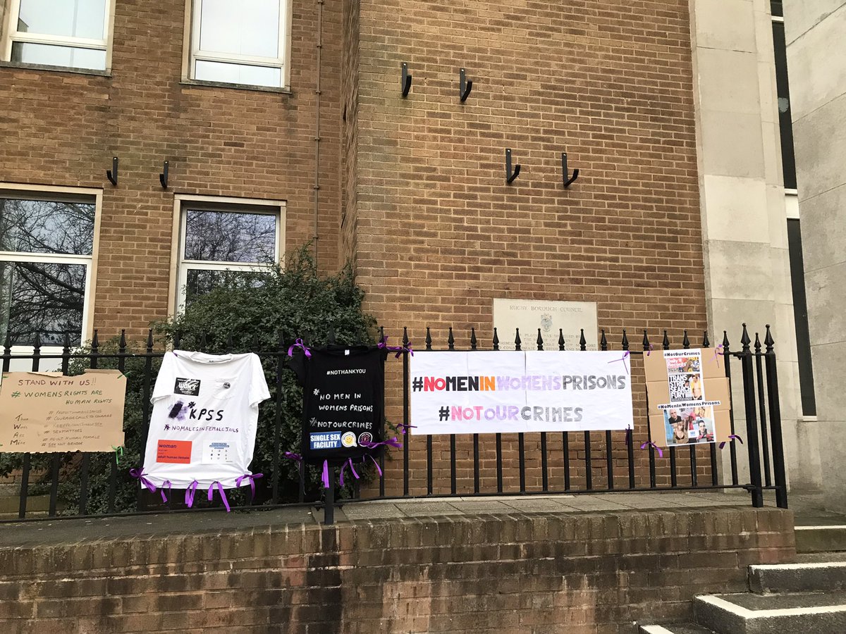 Spotted in Rugby 👀 #NoMenInWomensPrisons #NotOurCrimes #PurpleRibbons #CourageCallsToCourage @Rugbyobserver @markpawsey @philipseccombe @rugbyadv @bbcmtd It is shocking that many countries are putting violent men in women’s prisons. #WomenWontWeesht