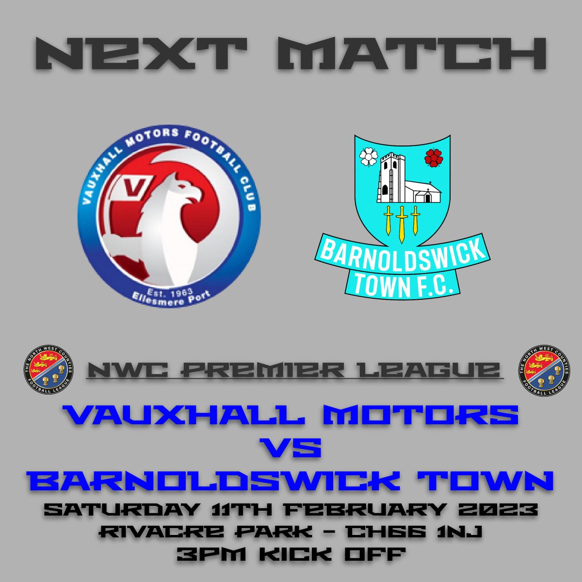 IT'S GAME DAY!!
Our 1st team travel to Rivacre Park in a @nwcfl Premier League fixture against @Vauxhallmotorfc
KO 3pm
#BePartOfIt
#ComeOnTown