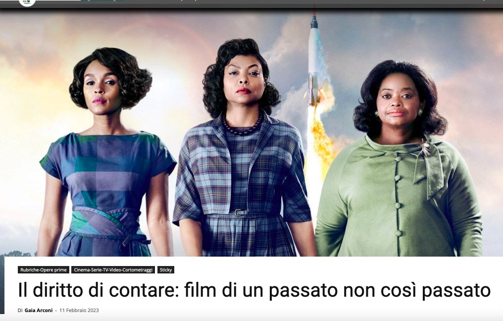 ClaudioPalazzi's tweet image. Il diritto di contare: film di un passato non così passato inpressmagazine.com/il-diritto-di-… via @ClaudioPalazzi di Gaia Arconi #cinama #cultura #dirittidellledonne #discriminazione #donne #donneafroamericane #DorothyVaughan #femaleengineer #film #Ildirittodicontare #intolleranza #razzismo