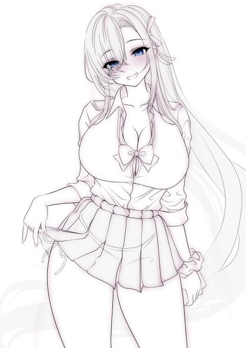 次のお絵描きは、スカートの短さをアピールするJKアスナさんです #ブルアカ 