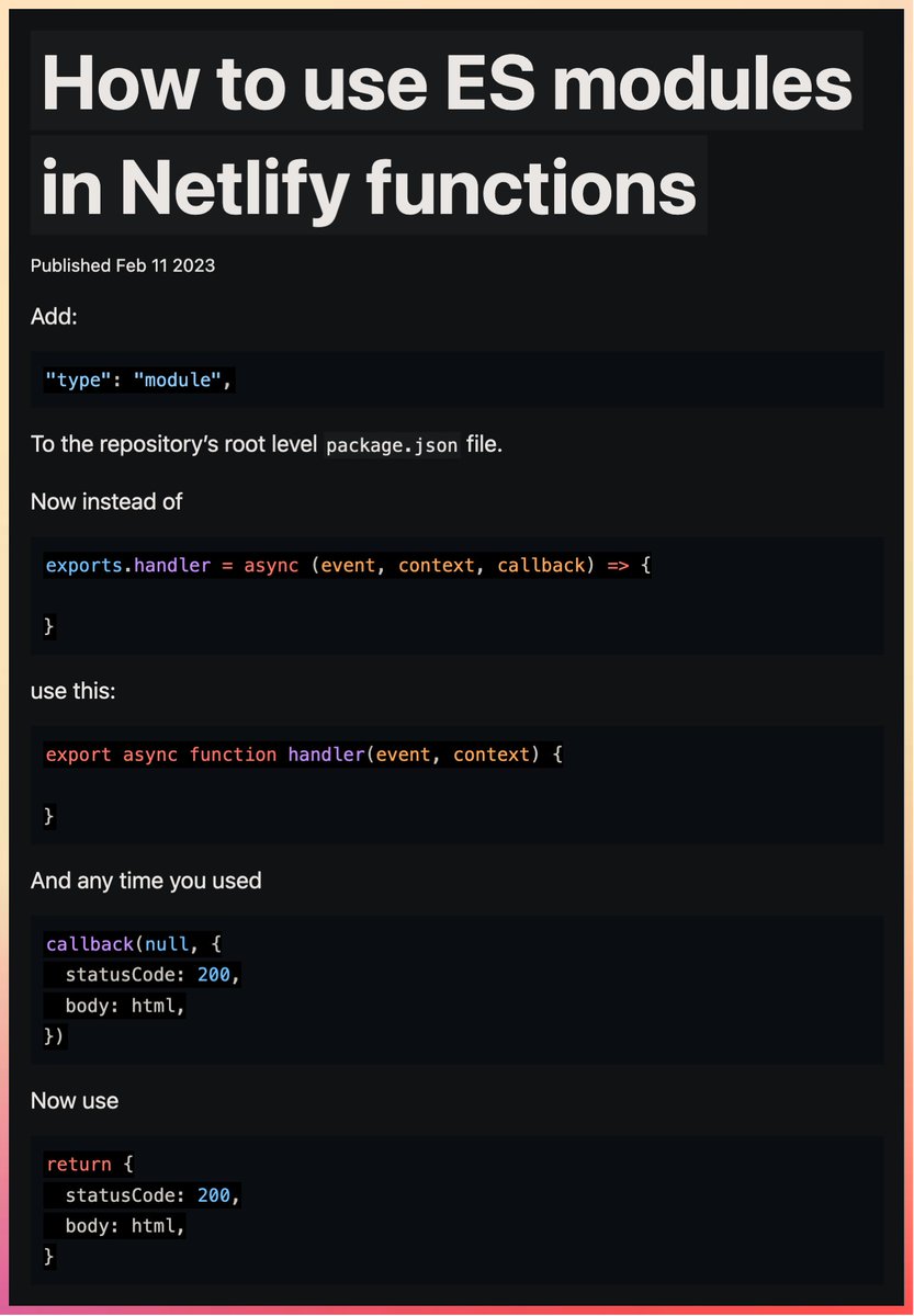 How to use ES modules in Netlify functions