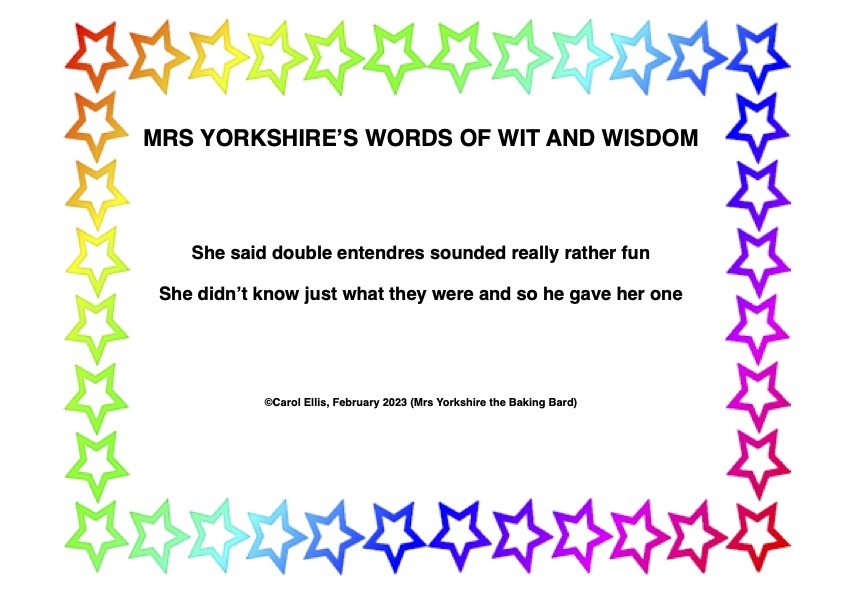 YorksBakingBard's tweet photo. Oooer, it's Saucy Saturday! 🤣🤣🤣 #poetry #poetrycommunity #poetrylovers #poetrytwitter #poet #poets #poetsofTwitter #POEMS #PoemADay #poem #puns #rhymester #joke #jokeoftheday #jokes #doubleentendres https://t.co/TefO2IK1V3