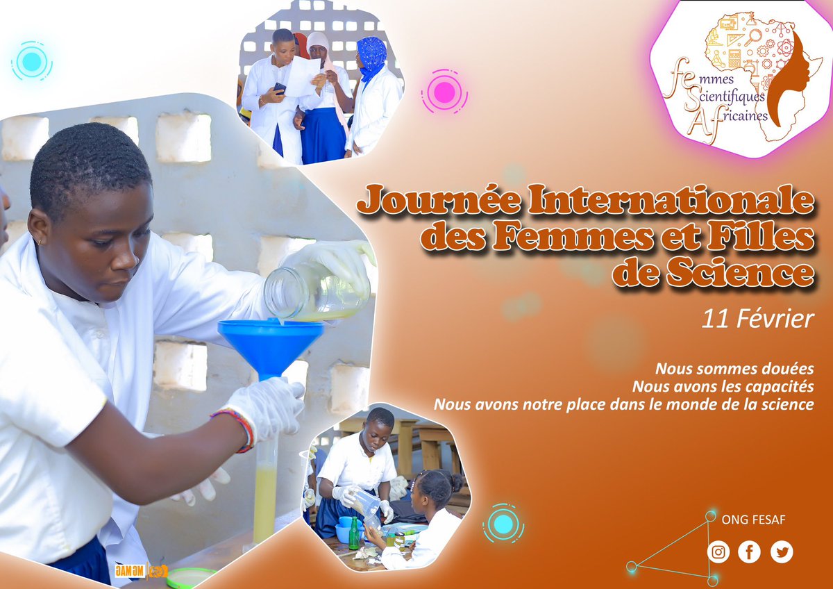 ONGFESAF's tweet photo. 11.02.23. Journée Internationale des Femmes et Filles de Science. 

Parce que nous sommes douées,
Parce que nous en avons les capacités,
Nous avons notre place dans la sphère scientifique !

#ONGFESAF https://t.co/VJ5ZiV2Z4V