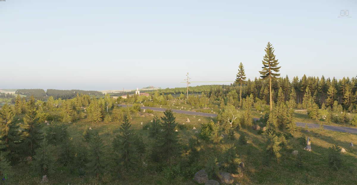 LukKotko's tweet photo. Another bit of the map, three hills, a sawmill and a small castle above the town.

#Arma #Enfusion #Reforger #Arma4 #Armaplatform https://t.co/efnSXvR2Aw