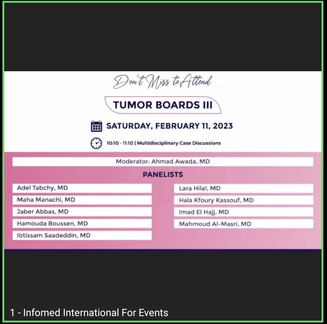 GhidAmhaz's tweet photo. Truly interesting and intensive discussion at the Tumor Boards section of the 11th Annual Beirut Breast Cancer Conference Conference @myBBCC Congratulations goes to Dr @NagiSaghir and @AUBMC_Official for a Highly organized educational meeting amid all crises. https://t.co/OmCeZw5j9P