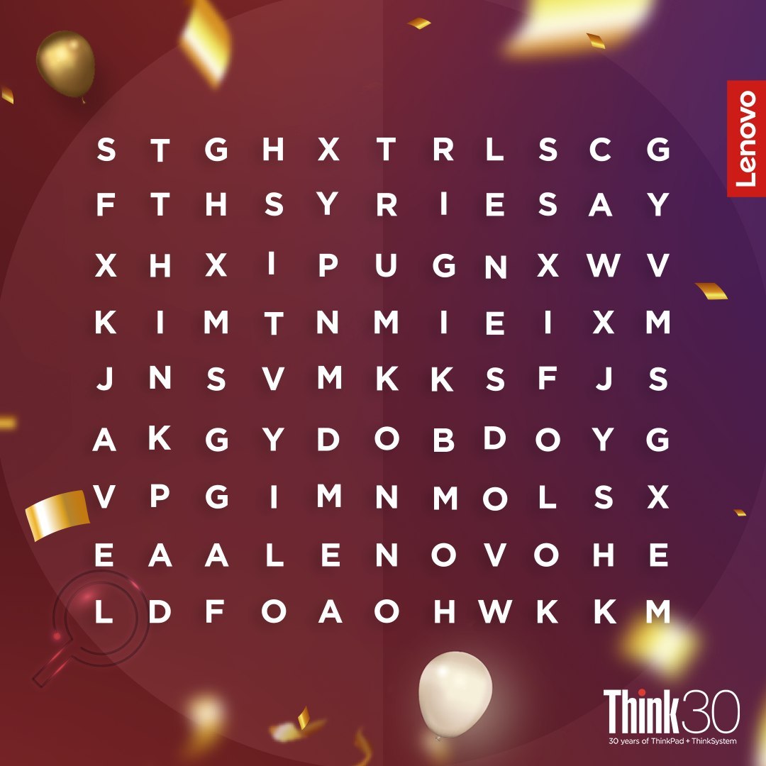 Namo_Computers's tweet photo. Can you find all the Lenovo-related words? 😉

Hint: it's 3 words related to the legendary Think30!

Credits: @lenovo_africa
.
.
.
#Lenovo #quiz #quiztime #quizinstagram #gk #dailyquiz #puzzle #quizoftheday #lusaka  #zambia https://t.co/Vrhgua6zFj https://t.co/1MgTCaxP60
