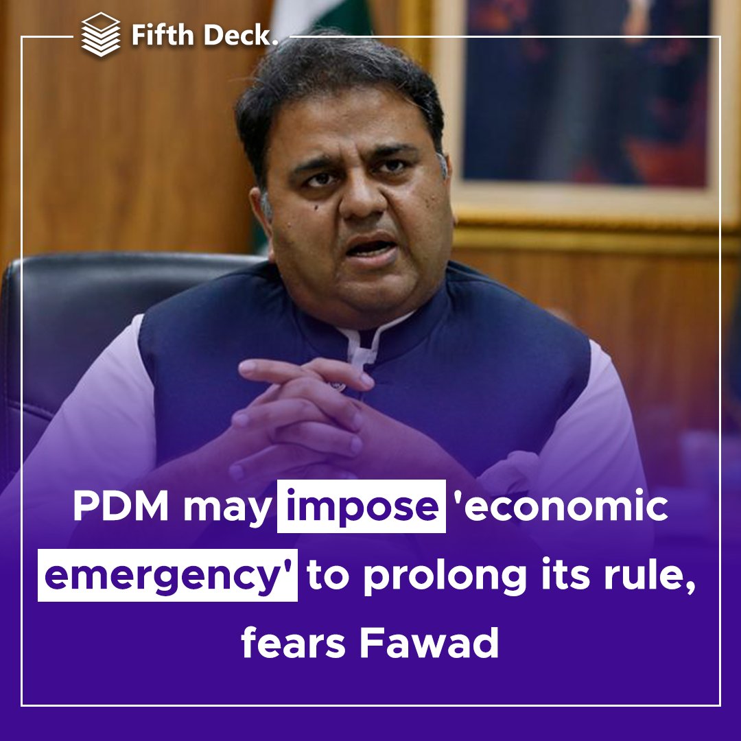fifth_deck's tweet photo. "PDM may impose "'economic emergency to prolong its rule, fears Fawad"
.
.
.
.
.
.
.
.
.
#BreakingNews #NewsUpdate #CurrentEvents #LatestNews #WorldNews #StayInformed #NewsToday #Headlines #Journalism #MediaWatch #Newsroom #DailyNews #NewsDigest #FawadChaudhry #economy #Govt https://t.co/d3cAMGrAcD