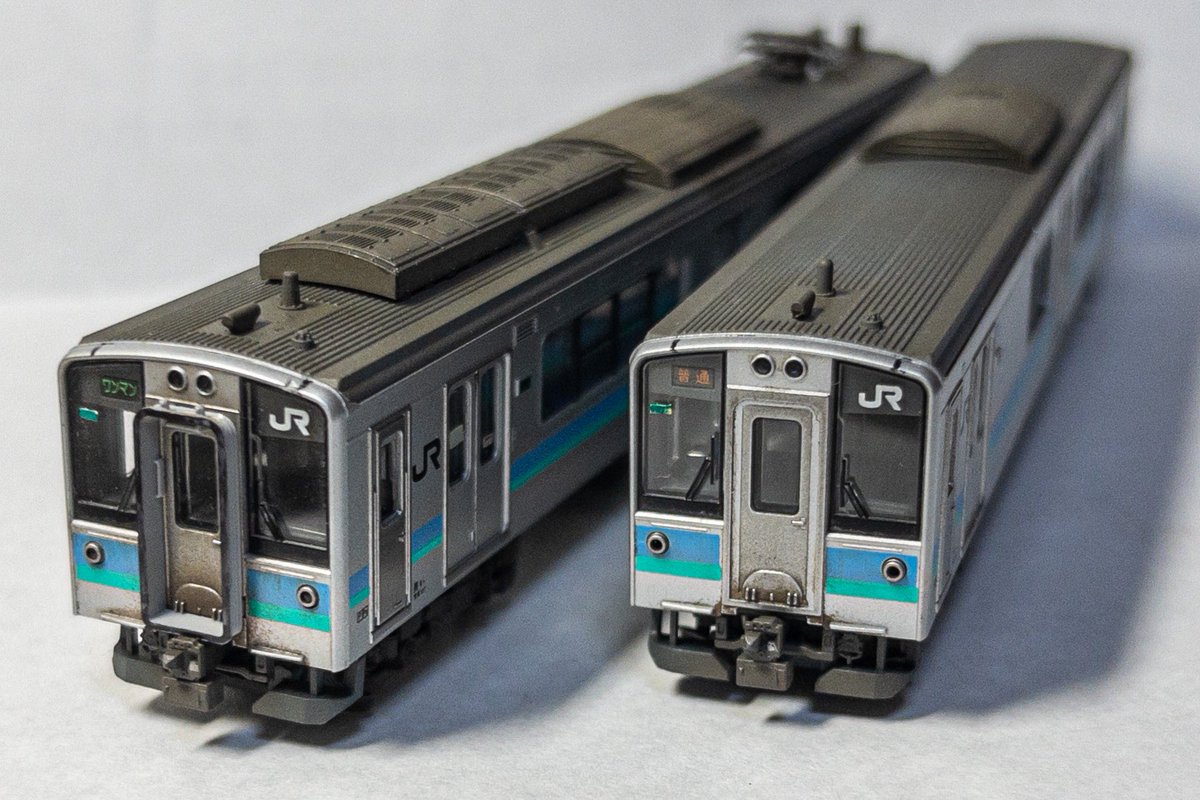 teeegi16's tweet photo. E127系100番台 A1 機器更新車 完成

・屋根床下のウェザリング
・機器更新化
・全面ダミー化
・ドアステ貼り付け(そこら辺にあったやつ)

雰囲気で仕上げてみたけどかなり良くなったと思います！ https://t.co/Y2ezQkhzKv