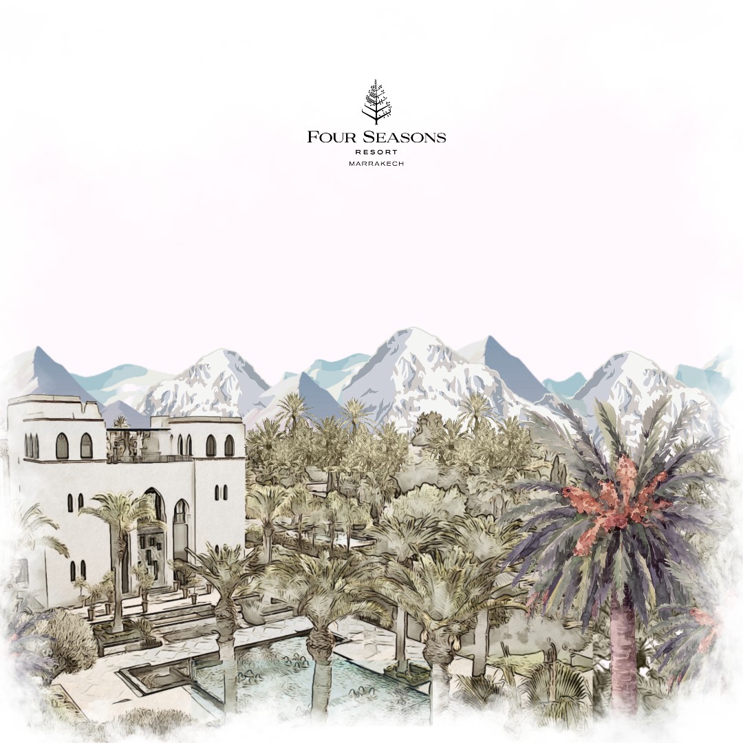 🌳🌴🗻 Framed by the snow-capped Atlas mountains &amp; surrounded by thousand years gardens, the Four Seasons Resort Marrakech's ideal location makes it the perfect home base to captivate Marrakech's spirit, history and landscapes 

#FourSeasons #FSMarrakech #Marrakech #Morocco