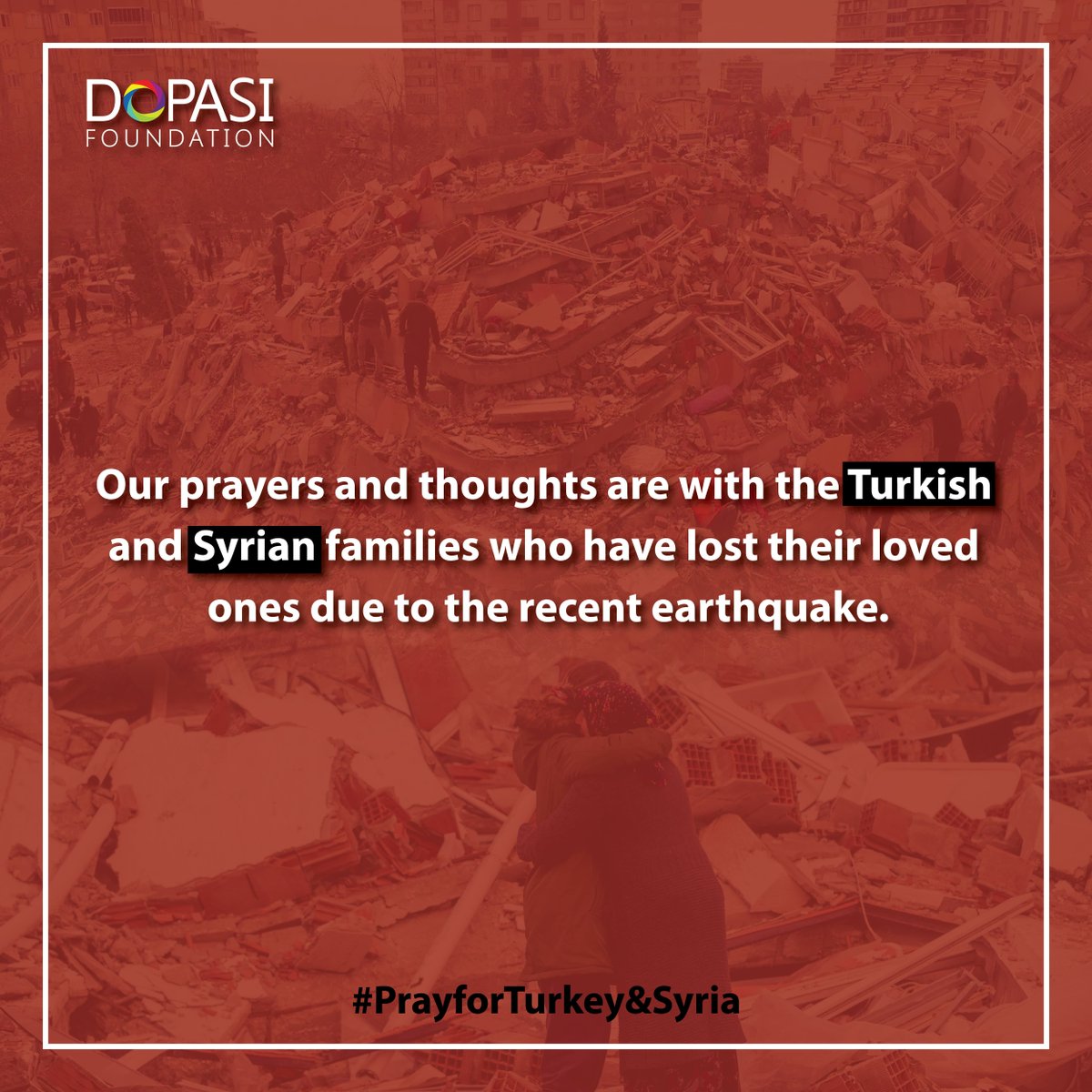 Our prayers are with the Turkish and Syrian families! 

#EarthquakeinTurkey #Syria #Unity #BuildBackStronger