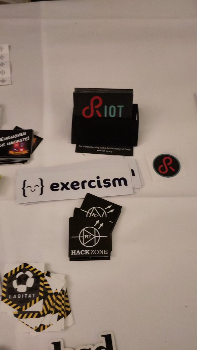 Jelle Haandrikman (@jhaand) on Twitter photo Thanks <a href="/RIOT_OS/">RIOT</a> and <a href="/jonny_middleton/">jonathan</a> from <a href="/exercism_io/">Exercism 💙</a> for the stickers.
They have a great place at <a href="/HotelHacker/">HackerHotel</a> Thanks <a href="/RIOT_OS/">RIOT</a> and <a href="/jonny_middleton/">jonathan</a> from <a href="/exercism_io/">Exercism 💙</a> for the stickers.
They have a great place at <a href="/HotelHacker/">HackerHotel</a>