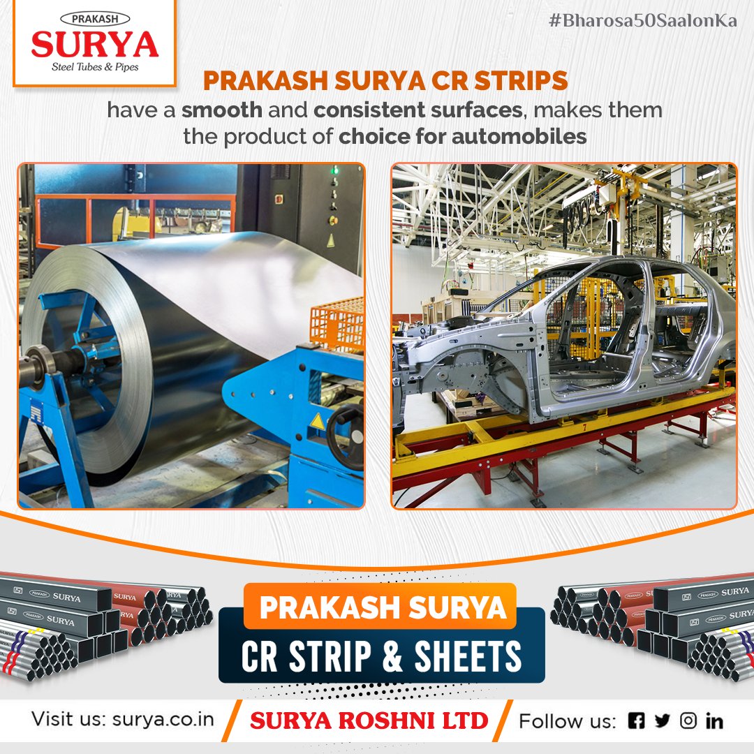 SuryaPipes's tweet image. Prakash Surya CR Strips are easy to mold and lightweight and thus are widely used in automobiles

Visit us at- surya.co.in/cold_rolled_st…

#steelpipes #steel #indianbrand #crstrips #prakashsuryapipes #coldrolledstrips #prakashsuryasteelpipes #automobileindustry #bharosa50saalonka