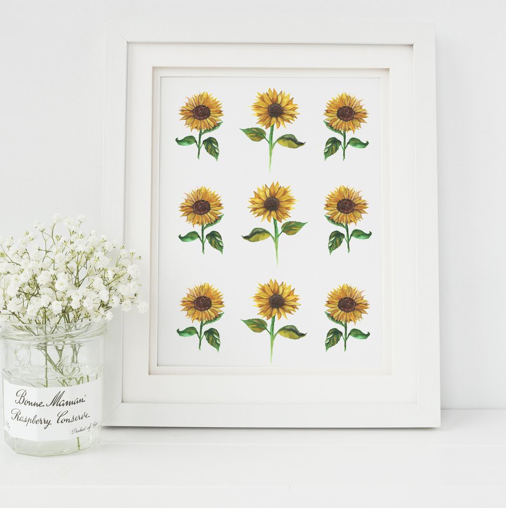 So many sunflower prints that are full of warmth and positivity #Ukgifthour #ukgiftam #shopindie #indiebiz maryshousedesigns.com