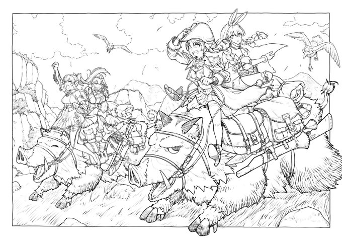 線画描き込みましたー♪
今回もこのシリーズの前作と同じく、線画を生かした感じで色を塗っていきたいと思います!!!
明日には応募できるように頑張るぞー!! 