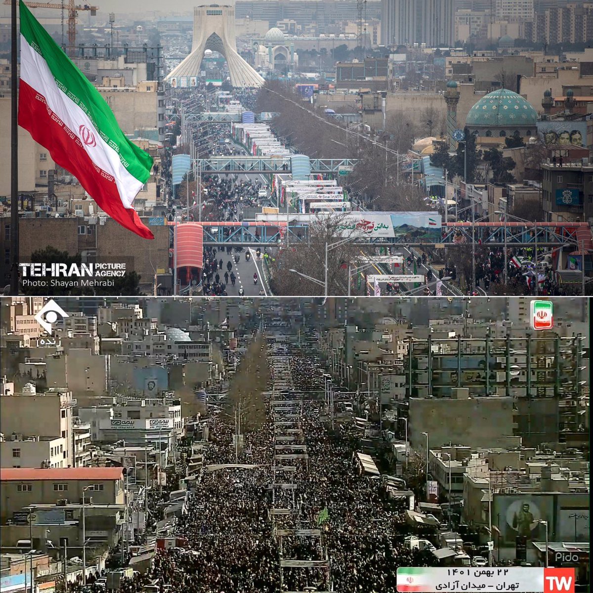 chawshin_83's tweet photo. تصویر بالا بدون ادیت و فتوشاپ

تصویر پایین با ادیت و فتوشاپ از صدا و سیمای جمهوری اسلامی
#ننگ_بر_فتنه_۵٧ https://t.co/0ZjQdgCRmP