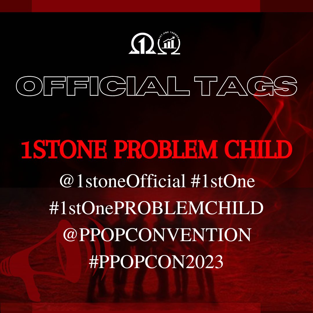 5:20 PM | TAG UPDATE 

For. One! 

Who's excited to see 1st. One perform at PPOPCON 2023? 

Use the tags below~ 

1STONE PROBLEM CHILD
<a href="/1stoneOfficial/">1ST ONE</a> #1stOne
#1stOnePROBLEMCHILD
<a href="/PPOPCONVENTION/">PPOPCON</a> #PPOPCON2023