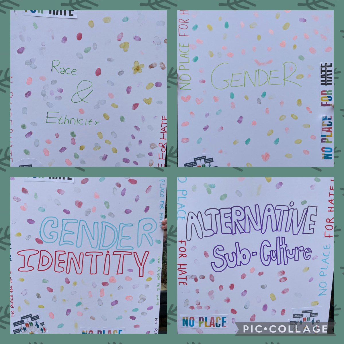 HC_4C's tweet photo. There’s no place for hate @HolyCrossBury Our 4C group have been collecting thumbprints during Hate Crime Awareness Week to show we’re against intolerance &amp; hate &amp; to recognise we’re all different but equal. Thanks to support from @SupportingSist1 and @GMPBuryNorth @PSAbsHussain https://t.co/4nBKPoyXbG