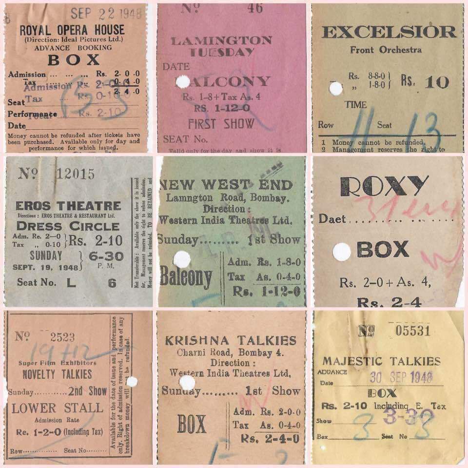 Film History Pics on Twitter "Cinema theatre tickets, Bombay"