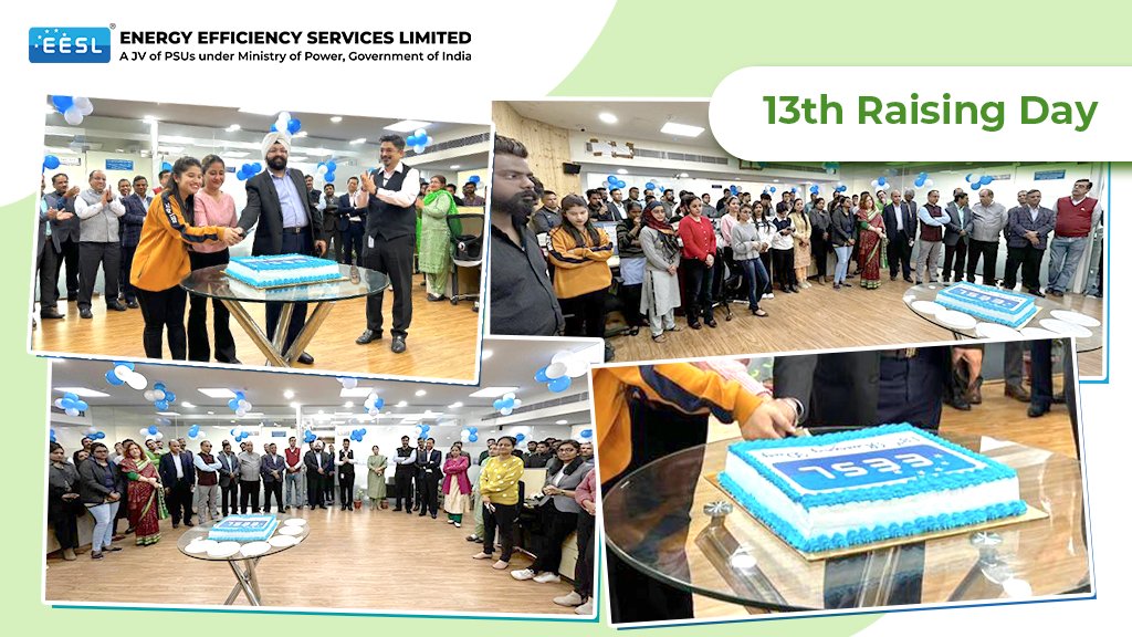 EESL_India's tweet photo. Today we commemorate 13 years of EESL! Each member of the organisation has been instrumental in helping us achieve our vision of enabling universal access to sustainable #energy solutions. @MinOfPower @OfficeOfRKSingh @CEO_EESL @ntpclimited @pgcilindia @RECLindia @pfclindia https://t.co/YwNYTDmkob