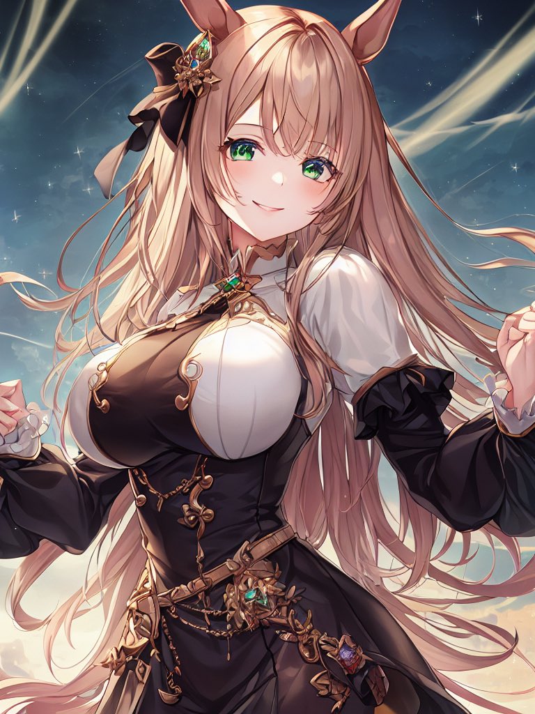 サトノダイヤモンドちゃんを作ろうとしたのだけど、惜しい...
プロンプトでちゃんと緑の服って入れてるのになあ 