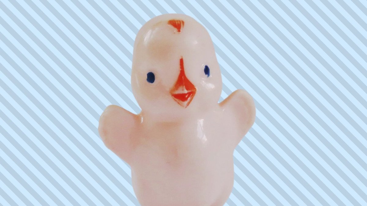 swirlingorangeE's tweet photo. Sweet #MCM Pink Chick Baby rattle perfect for #Easter display or basket or as baby shower decor! https://t.co/8b1YMNZ4wo #SMILEtt23 #EtsyteamUnity #Kitsch #PinkChick https://t.co/nuvyJ3XI6g